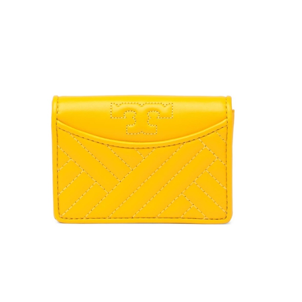 Tory Burch Alexa Foldable Mini Leather Wallet in Daisy (Yellow) 💛